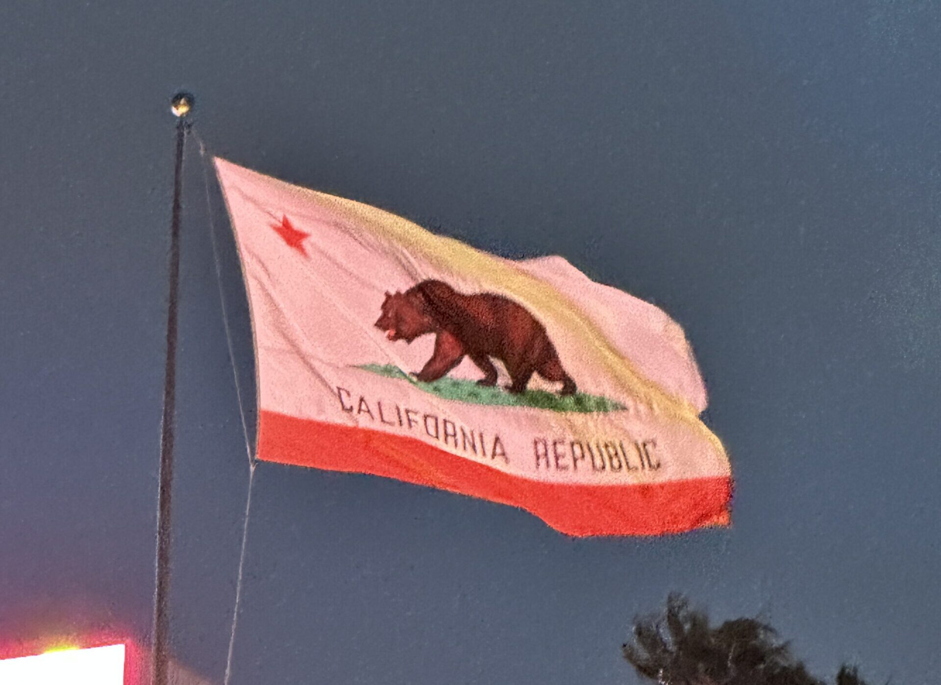 California flag flies over Los Angeles Coliseum.