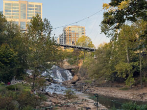 Greenville with Reedy River Falls and Liberty Bridge.