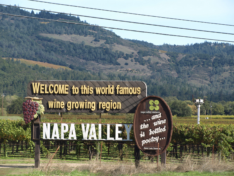 Napa Valley, California welcome sign.